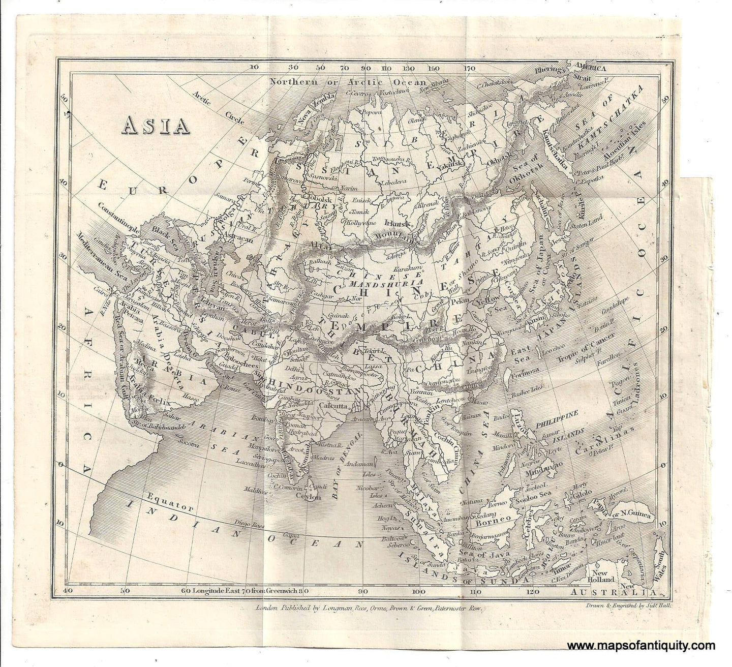 Genuine-Antique-Map-Asia-1829-Goldsmith-Maps-Of-Antiquity