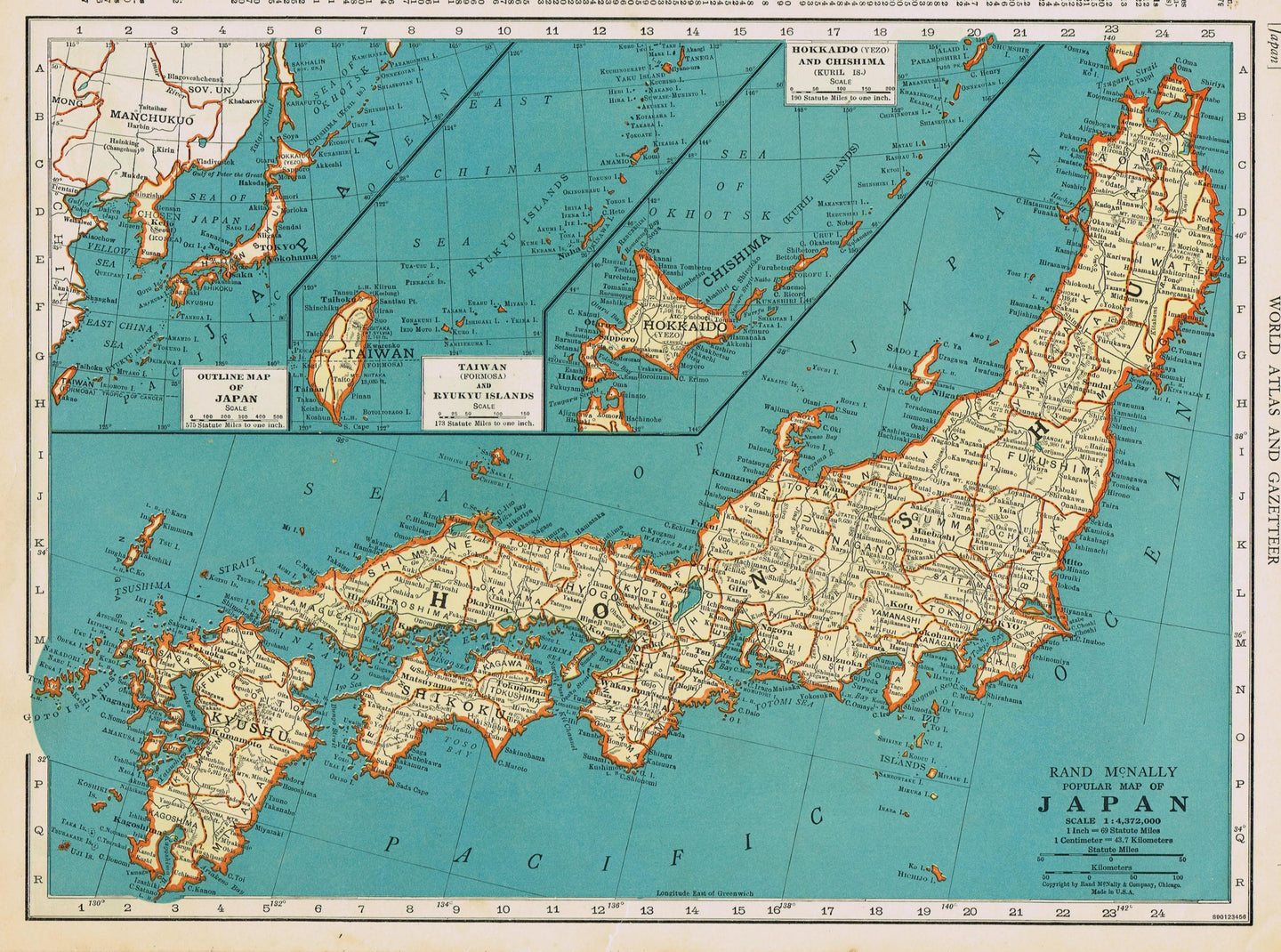 Genuine-Antique-Map-Popular-Map-of-Japan-1940-Rand-McNally-Maps-Of-Antiquity