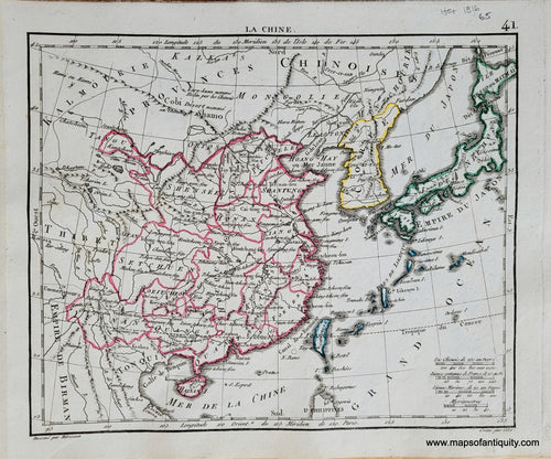 Genuine-Antique-Map-China-Japan-and-Korea-La-Chine-China-Japan-Korea-1816-Herisson-Maps-Of-Antiquity-1800s-19th-century