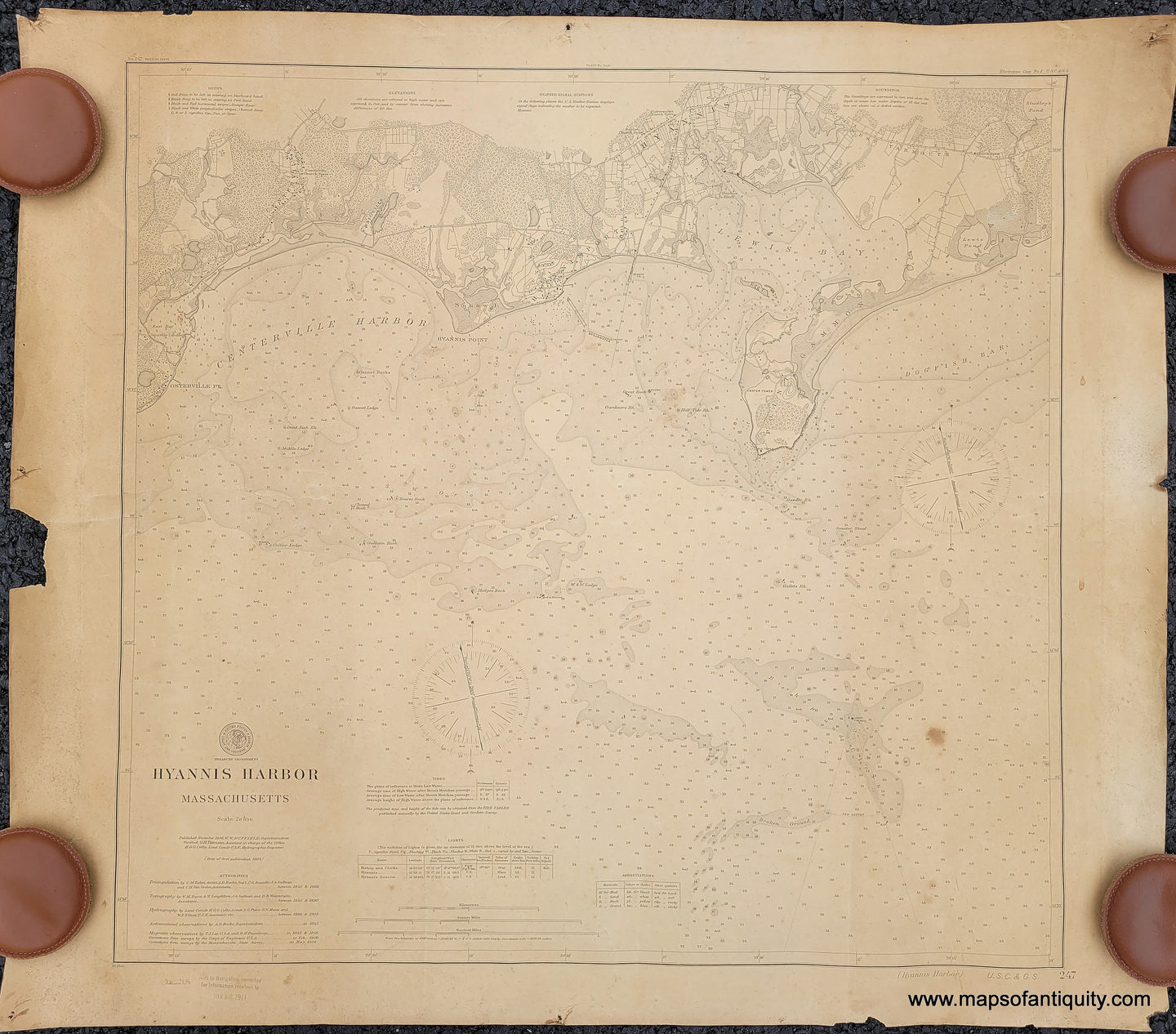 Genuine-Antique-Nautical-Chart-Hyannis-Harbor-Massachusetts-1896-1911-US-Coast-and-Geodetic-Survey-Maps-Of-Antiquity