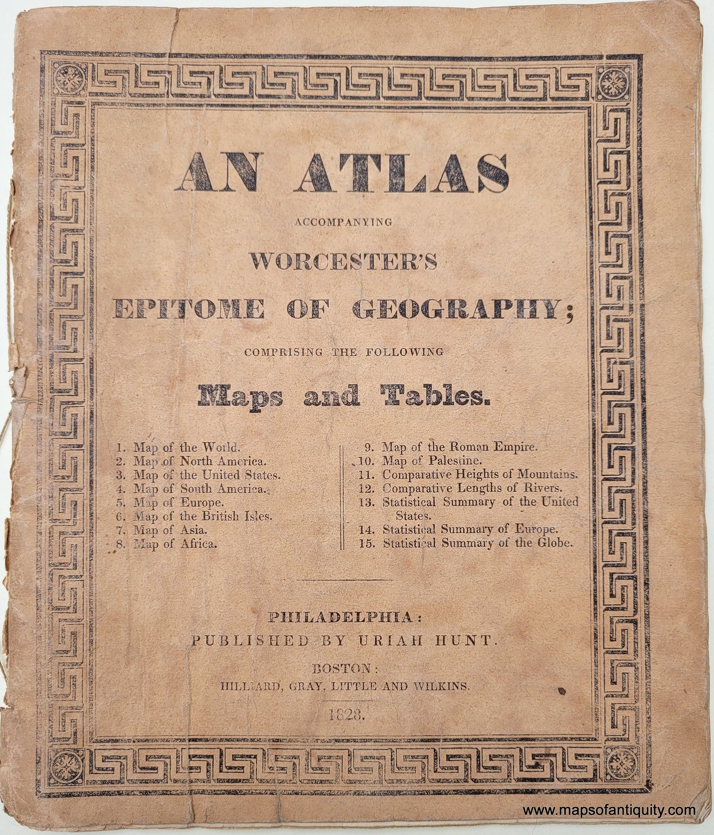 1828 - An Atlas accompanying Worcester's Epitome of Geography ...
