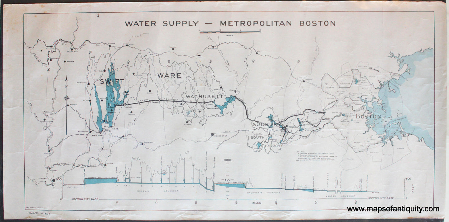 Antique-Hand-Colored-Map-Water-Supply-Metropolitan-Boston-1934-E.A.-Myers-Northeast-Massachusetts,-Boston-1800s-19th-century-Maps-of-Antiquity