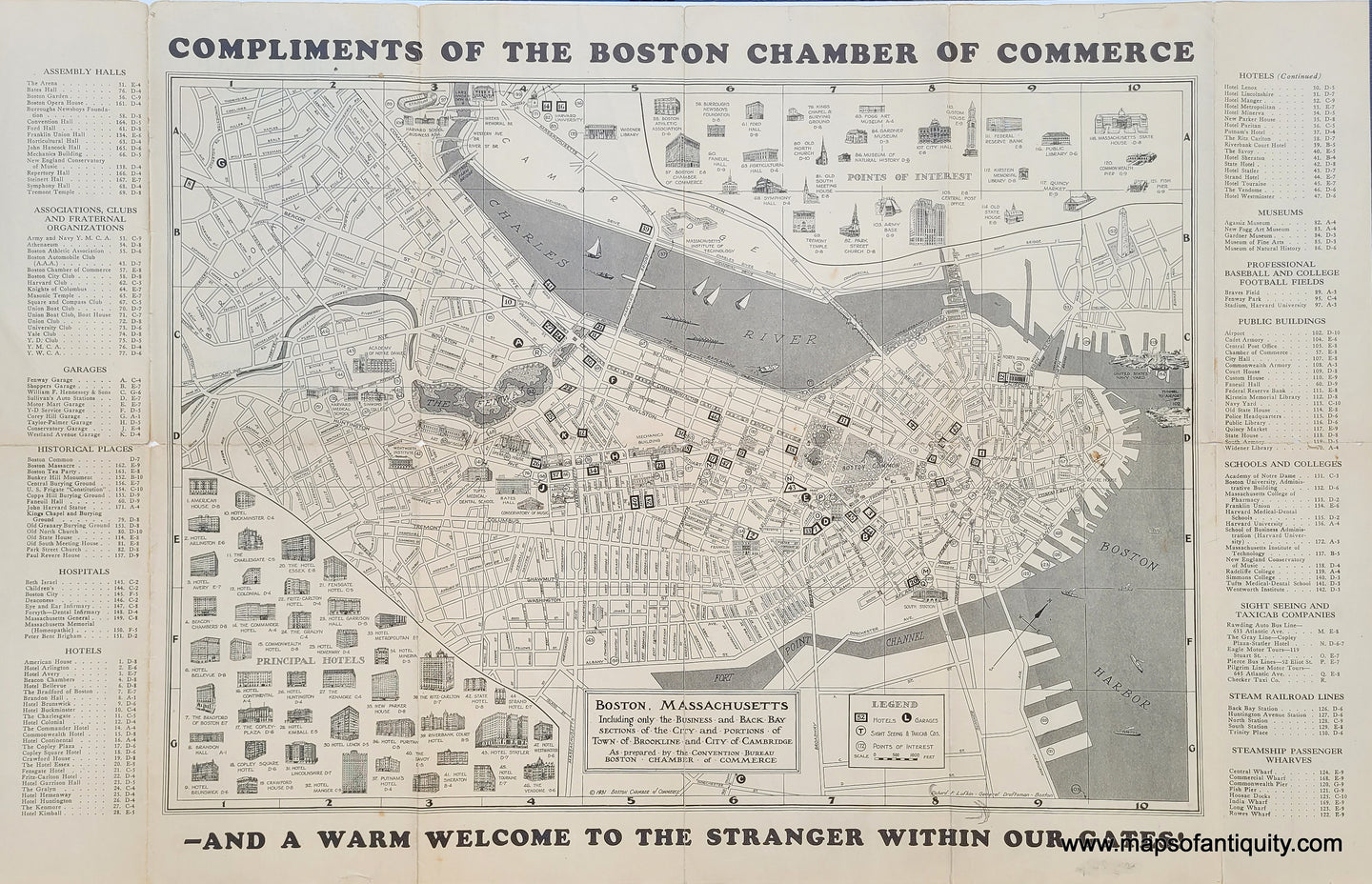 Genuine-Antique-Map-Boston-Massachusetts-Including-only-the-Business-and-Back-Bay-sections-of-the-City-and-portions-of-the-Town-of-Brookline-and-City-of-Cambridge--1931-Lufkin-Boston-Chamber-of-Commerce-Maps-Of-Antiquity