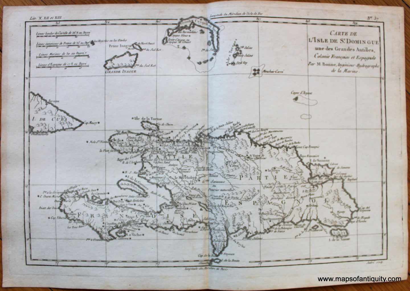 Antique-Map-L'isle-de-Saint-Domingue-une-des-Grandes-Antilles-colonie-Francaise-et-Espagnole-