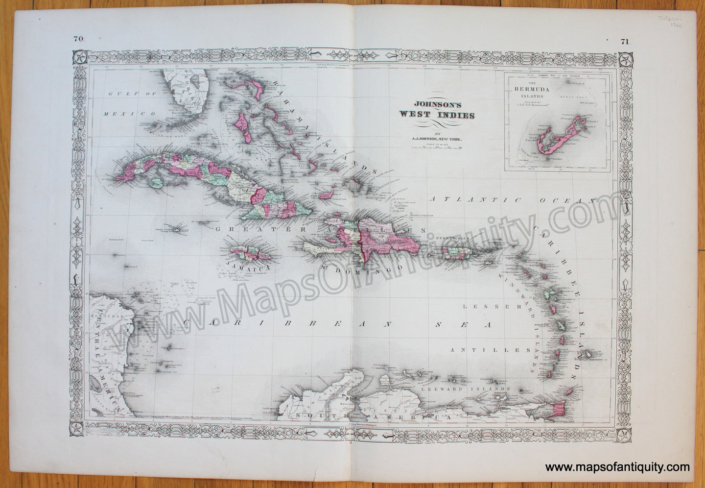 Antique-Map-West-Indies-Caribbean-Johnson-1866