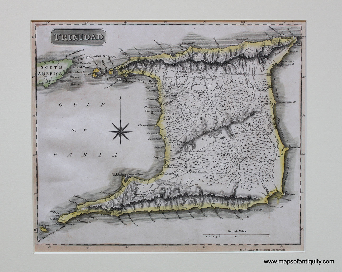 Antique-Hand-Colored-Map-Trinidad**********-West-Indies--1816-Thomson-Maps-Of-Antiquity