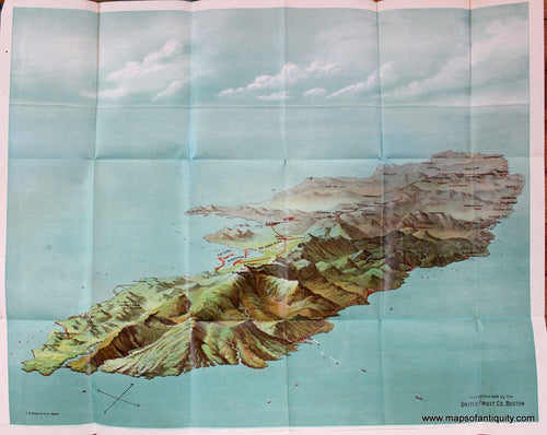 Antique-Folding-Bird's-Eye-View-Map-in-paper-folder-Bird's-Eye-Map-of-Jamaica-in-Color-Jamaica-Folding-1905-Webster-Publishing-Maps-Of-Antiquity