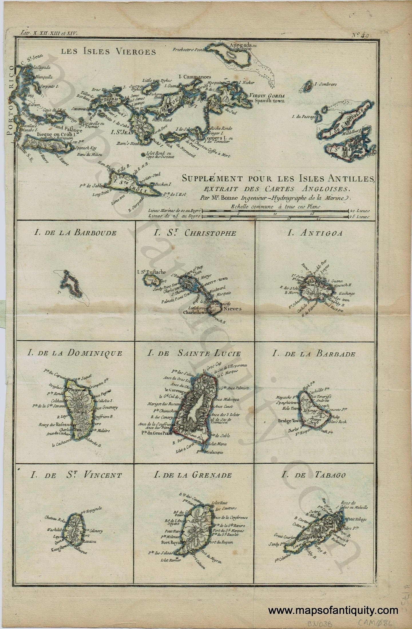 Antique-Map-Les-Isles-Vierges-Supplement-pour-les-Isles-Antilles-Extrait-des-Cartes-Angloises