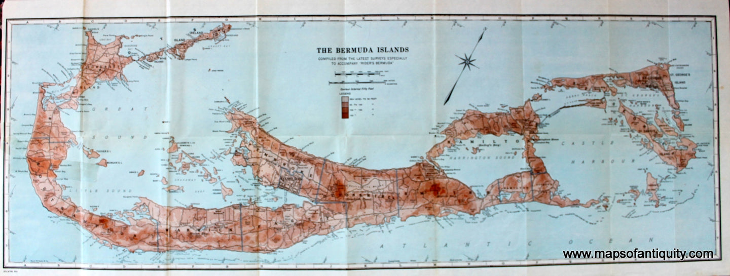 Antique-Map-The-Bermuda-Islands***********---1922-Rider's-Bermuda-Maps-Of-Antiquity