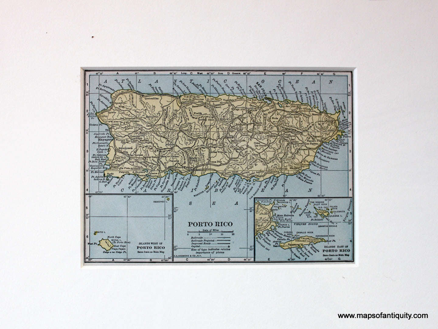 Antique-Map-Porto-Rico**********---1927--Maps-Of-Antiquity
