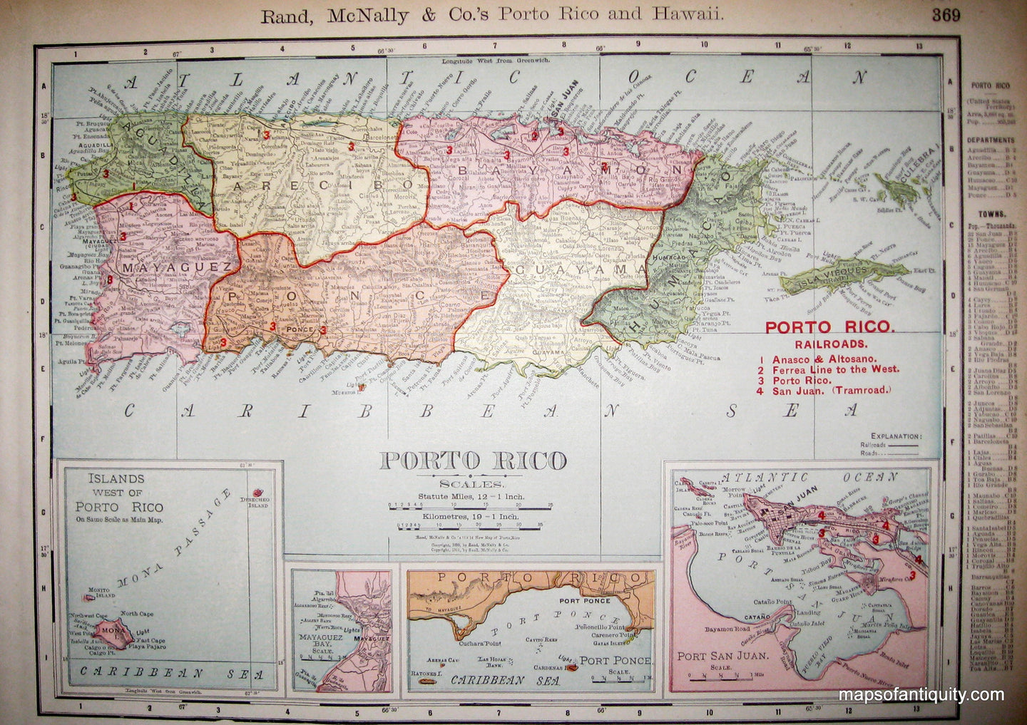 Antique-Map-Porto-Rico-******---1902-Rand-McNally-Maps-Of-Antiquity