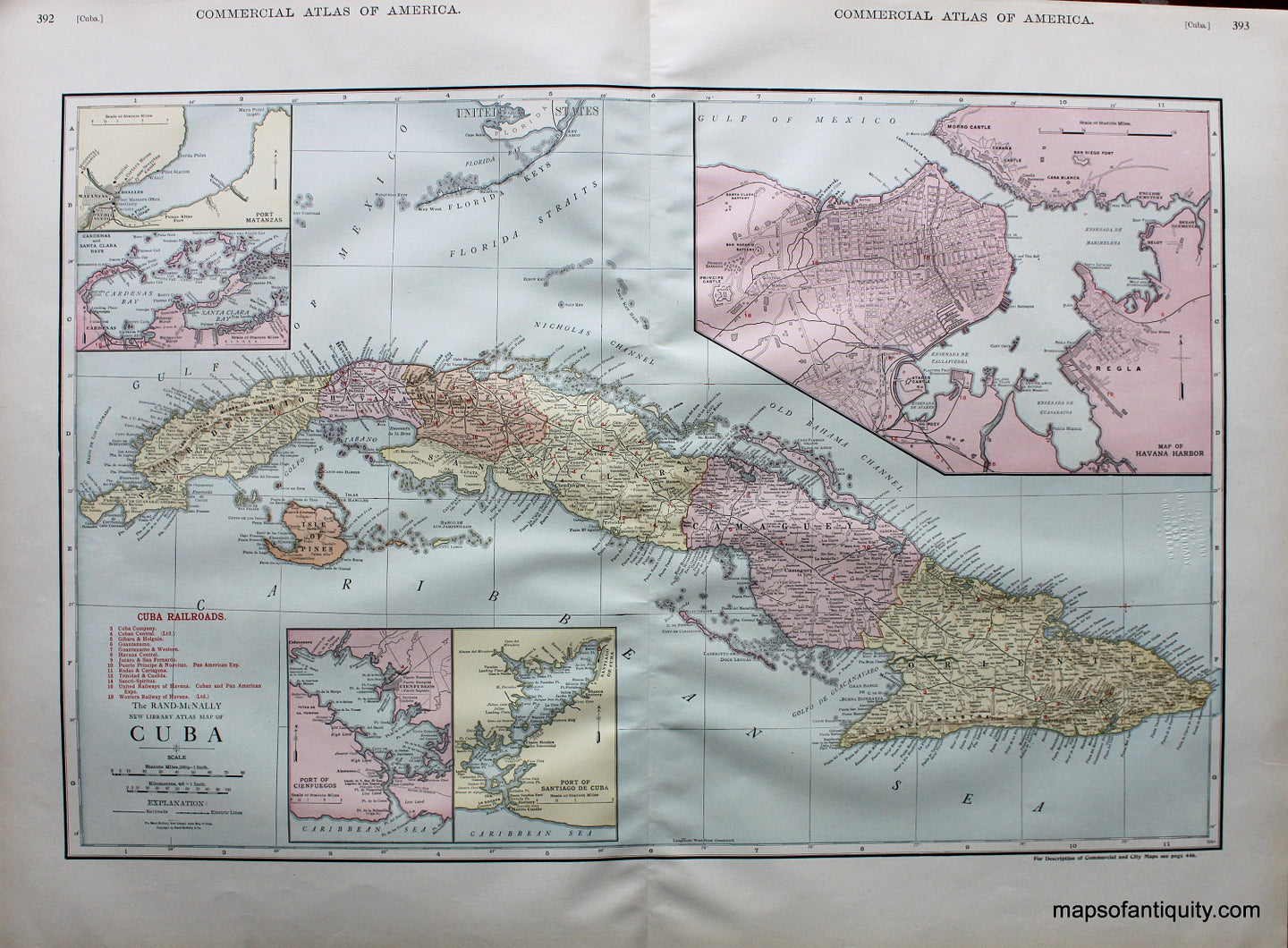 Antique-Printed-Map-Cuba-Caribbean-Cube-1900-Rand-McNally-Maps-Of-Antiquity