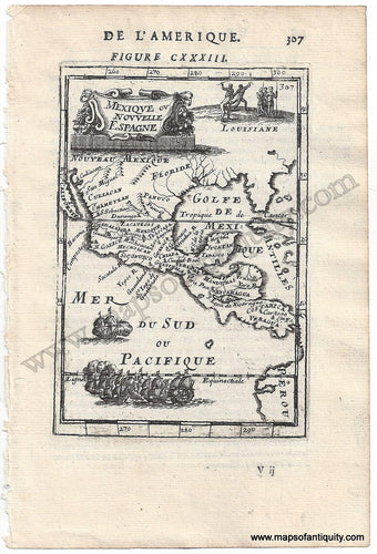 Antique-Uncolored-Map-Mexique-ou-Nouvelle-Espagne-1683-Mallet-1600s-17th-century-Maps-of-Antiquity