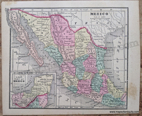 Antique-Hand-Colored-Map-Mexico-Mexico--1857-Morse-and-Gaston-Maps-Of-Antiquity-1800s-19th-century
