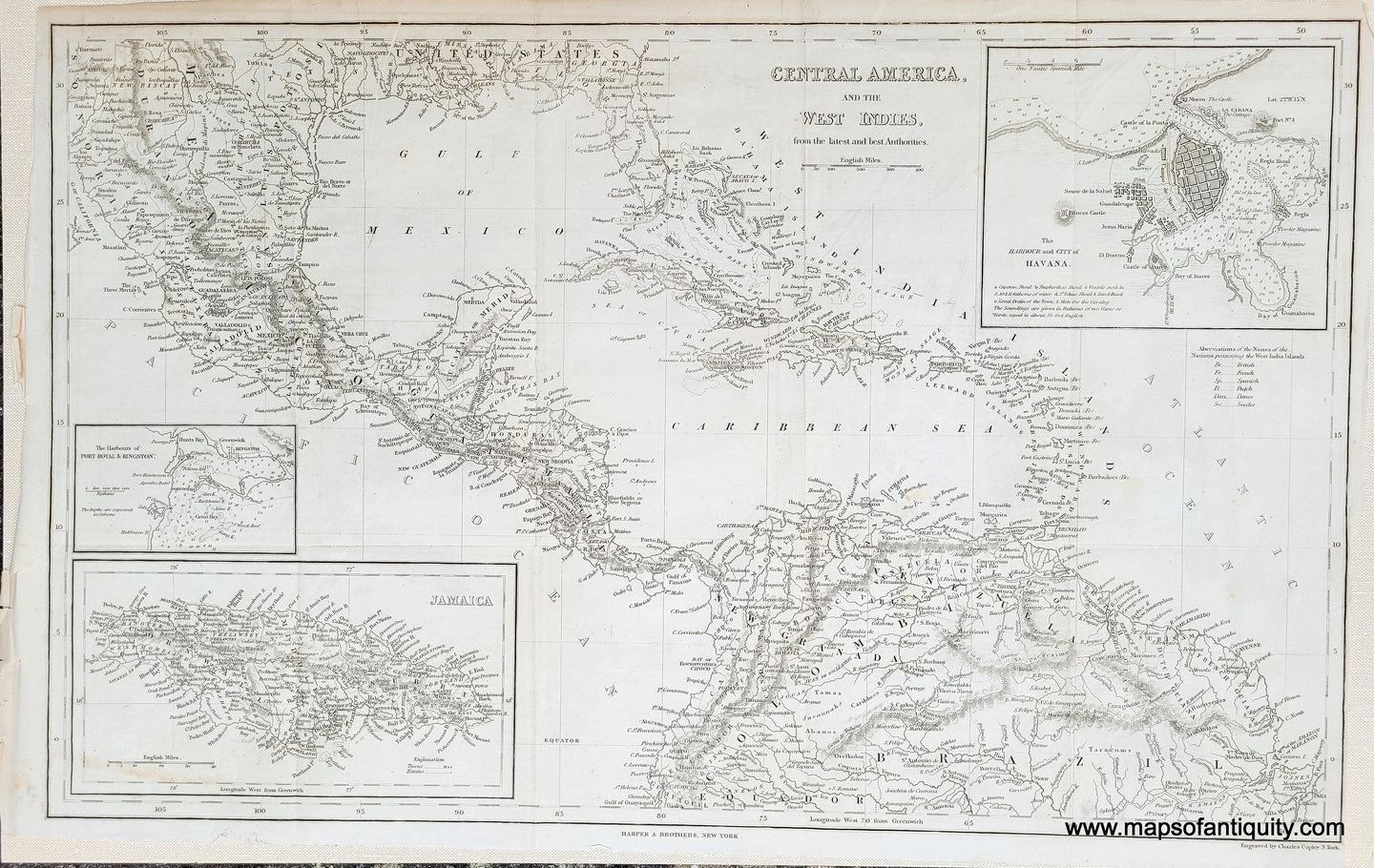 Genuine-Antique-Map-Central-America-and-the-West-Indies-from-the-latest-and-best-Authorities-1843-Copley-Maps-Of-Antiquity