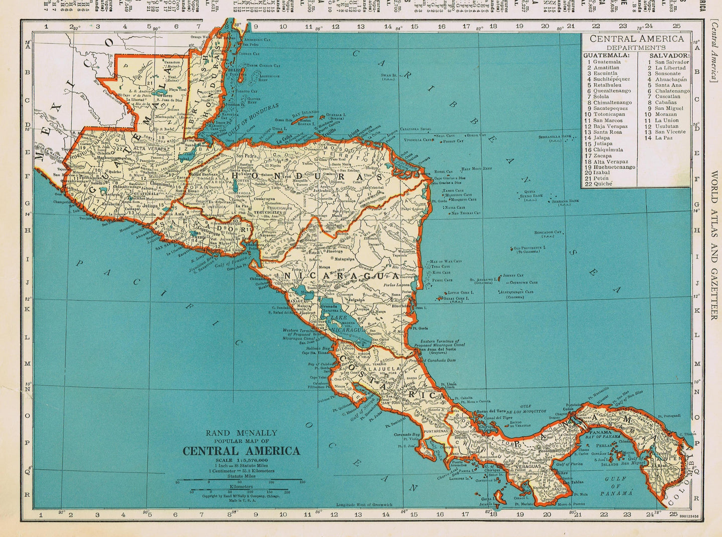 Genuine-Antique-Map-Popular-Map-of-Central-America--1940-Rand-McNally-Maps-Of-Antiquity