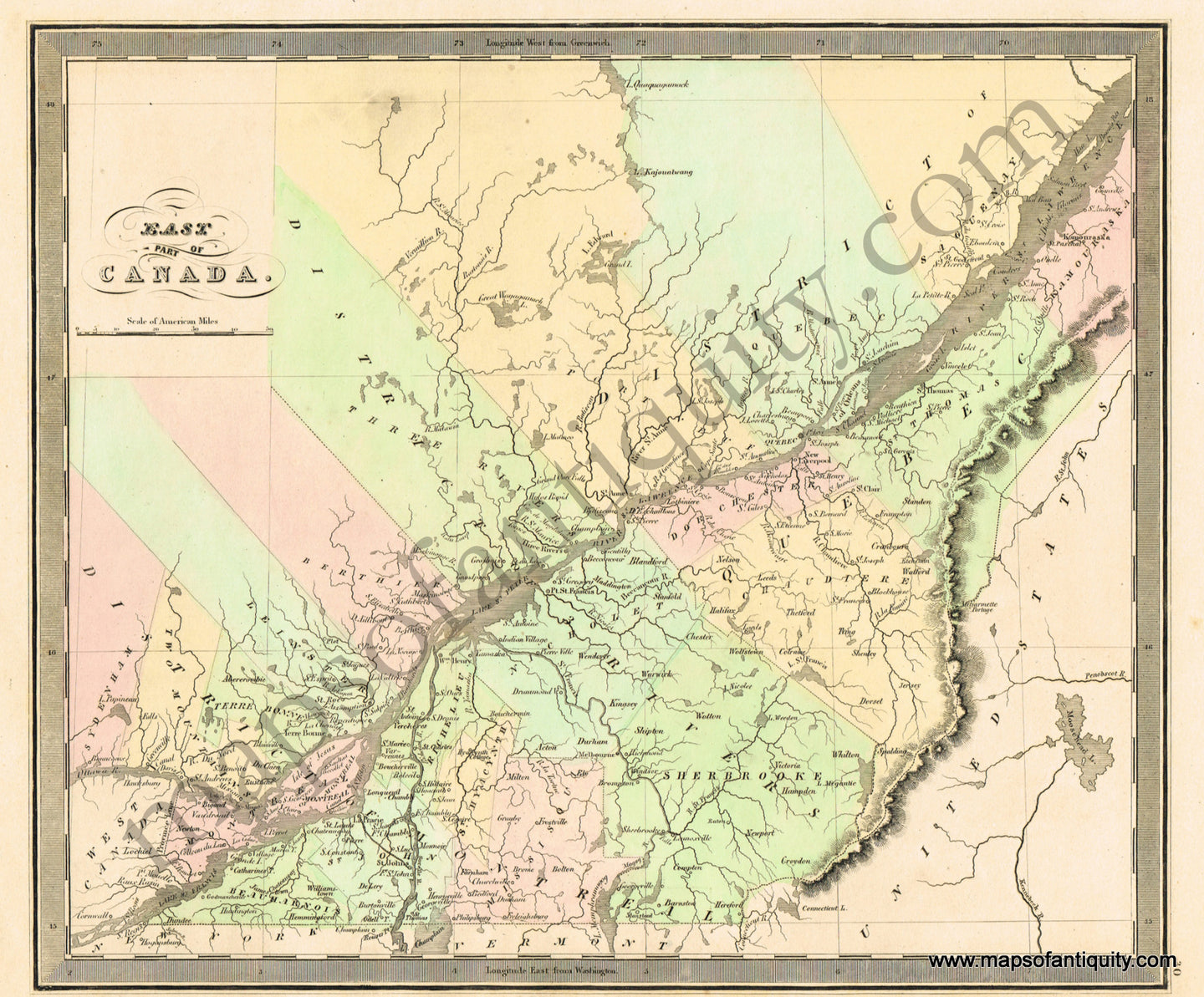 Antique-Hand-Colored-Map-East-Part-of-Canada.-North-America-Canada-1848-Jeremiah-Greenleaf-Maps-Of-Antiquity