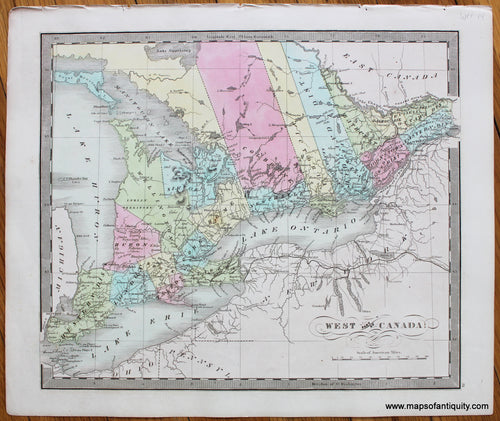 Antique-Hand-Colored-Map-West-Part-of-Canada.--North-America-Canada-1848-Jeremiah-Greenleaf-Maps-Of-Antiquity