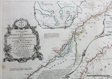 Load image into Gallery viewer, 1775 - An Exact Chart of the River St. Lawrence from Fort Frontenac to the Island of Anticosti shewing the Soundings, Rocks, Shoals, &amp;c. with Views of the Lands and all necessary Instructions for navigating that River to Quebec - Antique Map
