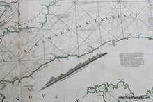 Load image into Gallery viewer, 1775 - An Exact Chart of the River St. Lawrence from Fort Frontenac to the Island of Anticosti shewing the Soundings, Rocks, Shoals, &amp;c. with Views of the Lands and all necessary Instructions for navigating that River to Quebec - Antique Map
