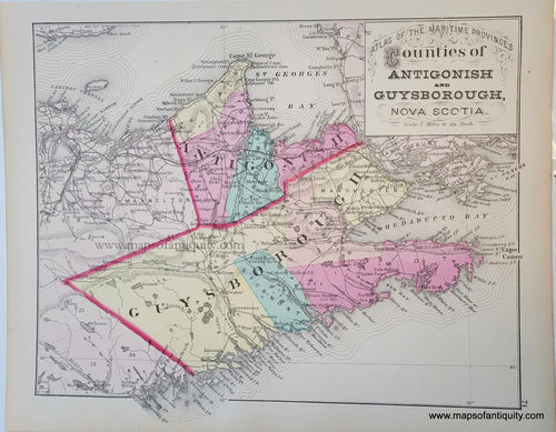 Antique-Hand-Colored-Map-Counties-of-Antigonish-and-Guysborough-Nova-Scotia--North-America-Canada-1879-Roe-Maps-Of-Antiquity