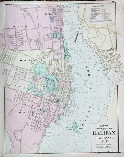 Antique-Hand-Colored-Map-City-of-Halifax-Halifax-Co.-N.-S.--North-America-Canada-1879-Roe-Maps-Of-Antiquity