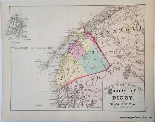 Antique-Hand-Colored-Map-County-of-Digby-Nova-Scotia--North-America-Canada-1879-Roe-Maps-Of-Antiquity