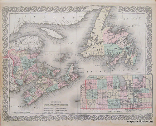 Antique-Hand-Colored-Map-Colton's-Dominion-of-Canada-No.1-Canada--1887-Colton-Maps-Of-Antiquity