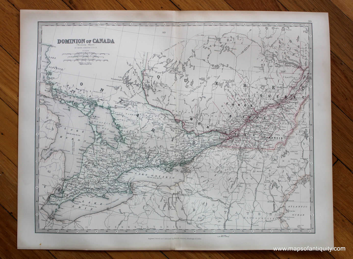 Antique-printed-color-Map-Dominion-of-Canada-(Western-Sheet)--North-America-Canada-1881-Johnston-Maps-Of-Antiquity