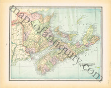 Load image into Gallery viewer, Antique-Printed-Color-Map-New-Brunswick-&amp;-Nova-Scotia-verso:-Quebec-North-America-Canada-1894-Cram-Maps-Of-Antiquity
