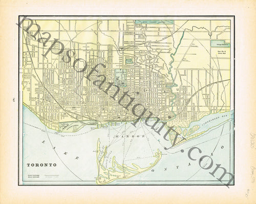 Antique-Printed-Color-Map-Toronto-verso:-British-Columbia-**********-North-America-Canada-1894-Cram-Maps-Of-Antiquity