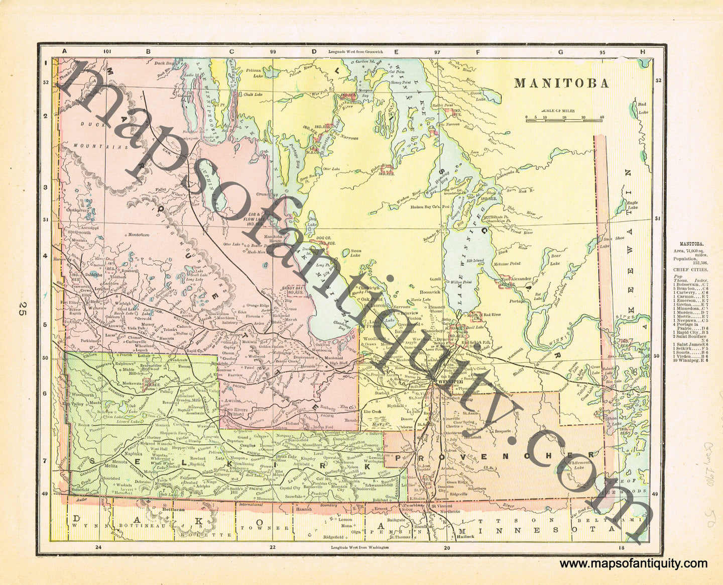 Antique-Printed-Color-Map-Manitoba-verso:-Northwest-Territories-Alberta-Assiniboia-Athabasca-&-Saskatchewan-North-America-Canada-1900-Cram-Maps-Of-Antiquity