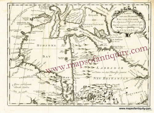 Antique-Uncolored-Map-Karte-von-der-Hudsons-Bay-und-Strasse-North-America-Canada-1757-Bellin-Maps-Of-Antiquity