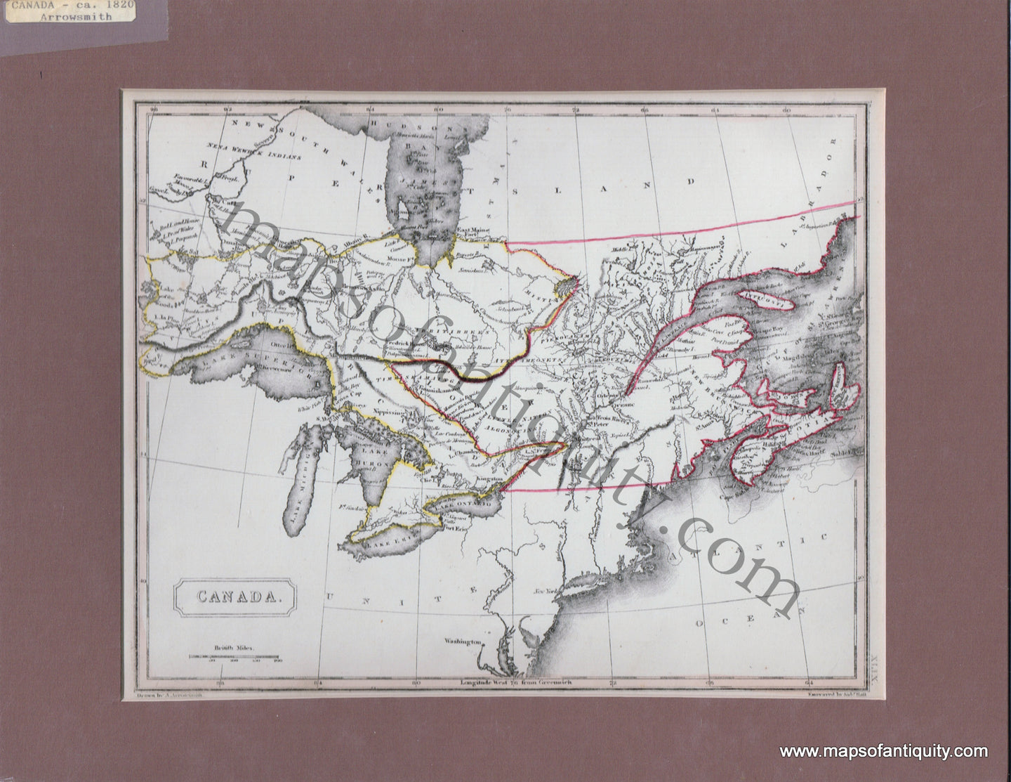 Antique-Hand-Colored-Map-Canada-North-America-Canada-c.-1820-Arrowsmith-Maps-Of-Antiquity