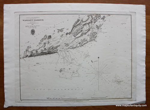 Antique-Black-and-White-Map-Gulf-of-St.-Lawrence:-Wapitagun-Harbour-Nautical-Charts/Canada--1838-British-Admiralty-Maps-Of-Antiquity
