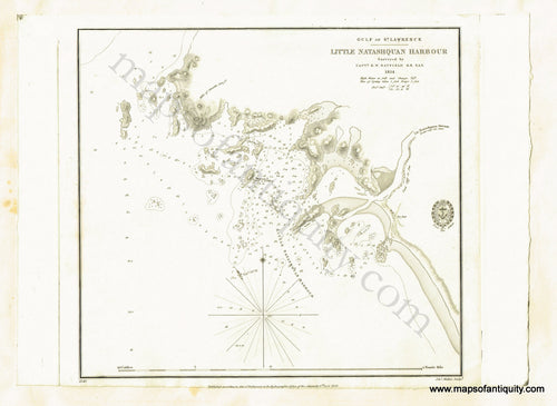 Antique-Black-and-White-Nautical-Chart-Gulf-of-St.-Lawrence:-Little-Natashquan-Harbour-North-America-Nautical-Charts-Canada-1838-British-Admiralty-Maps-Of-Antiquity