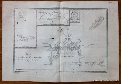 Antique-Map-Canada-Isles-Reine-Queen-Charlotte-Islands-Haida-Gwaii-Captain-Cook-Voyage-Bonne-Desmarest-1787