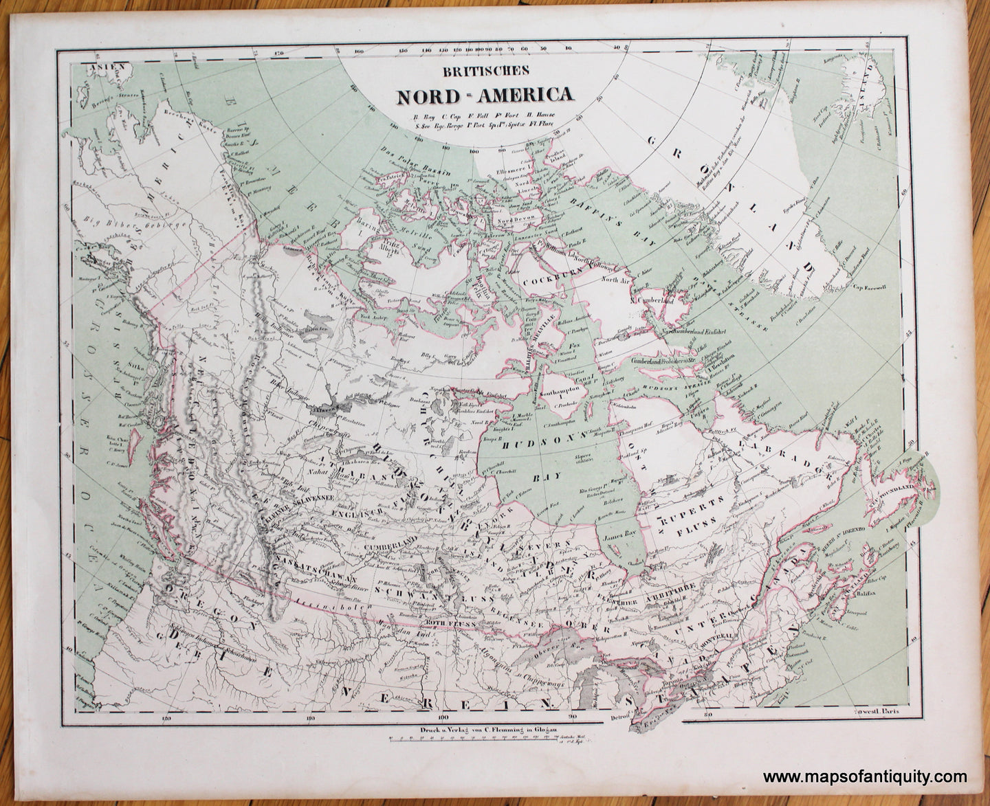 Antique-Map-Canada-British-America-Britisches-Nord-America-Flemming-1845-1840s-1800s