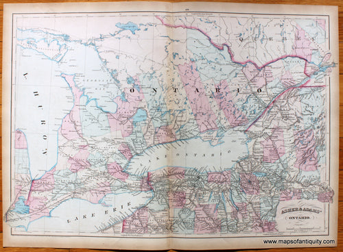 Antique-Map-Ontario-Canada-Asher-&-Adams'-Adams-1873-1870s-1800s-Mid-Late-19th-Century-Maps-of-Antiquity