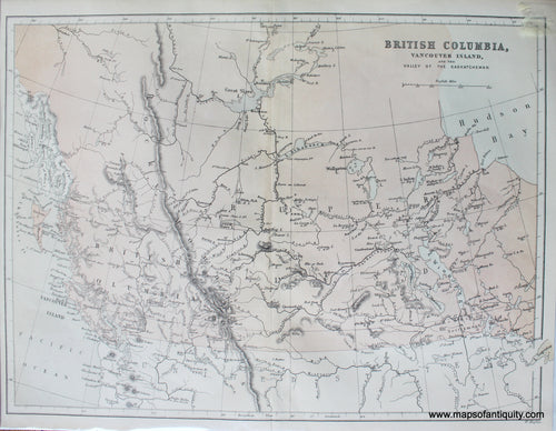 Antique-Map-British-Columbia-Vancouver-Island-and-the-Valley-of-Saskatchewan-Canada-Hughes-1859-1850s-Mid-19th-Century-Maps-of-Antiquity