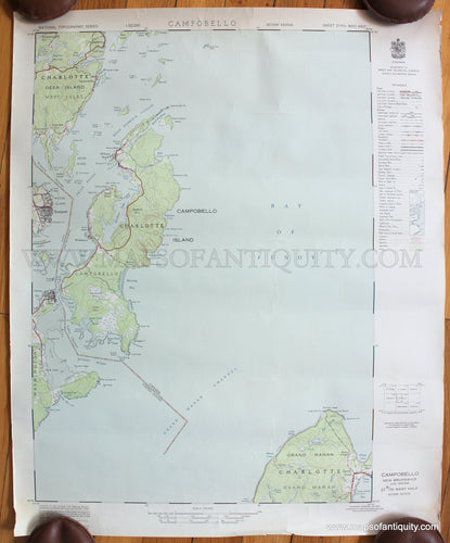 Antique-Topographic-Map-Campobello-New-Brunswick-1954-Canadian-Department-of-Mines-and-Techincal-Surveys-1800s-19th-century-Maps-of-Antiquity
