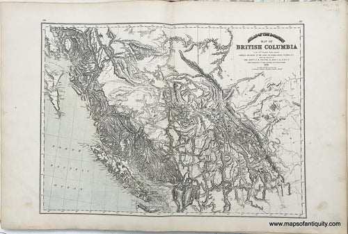 Antique-Map-Map-of-British-Columbia-to-the-56th-Parallel-North-Latitude-1875-Walling-/-Tackabury-Canada-Civil-War-1800s-19th-century-Maps-of-Antiquity