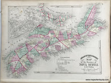 Load image into Gallery viewer, 1875 - Sheet with three maps: Centerfold- Map of the Province of Manitoba / Verso maps- Map of the Province of New Brunswick; Map of the Province of Nova Scotia - Antique Map
