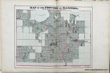Load image into Gallery viewer, Antique-Map-Sheet-with-three-maps:-Centerfold--Map-of-the-Province-of-Manitoba-/-Verso-maps--Map-of-the-Province-of-New-Brunswick;-Map-of-the-Province-of-Nova-Scotia-1875-Walling-/-Tackabury-Canada-Civil-War-1800s-19th-century-Maps-of-Antiquity
