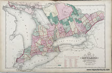 Load image into Gallery viewer, Antique-Map-Sheet-with-three-maps:-Map-of-the-Province-of-Ontario-Shewing-Counties-Electoral-Districts-Townships-Railways-etc.-/-Map-of-the-Eestern-Part-of-Algoma-District-on-the-North-Shore-of-Lake-Huron-Shewing-Towns-Post-Offices-etc.-/-District-of-Nippissing-1875-Walling-/-Tackabury-Canada-Civil-War-1800s-19th-century-Maps-of-Antiquity
