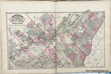 Load image into Gallery viewer, Antique-Map-Sheet-with-three-maps:-Counties-of-Quebec-Montmorency-Portneuf-Lislet-Montmagny-Bellechasse-Dorchester-Levis-and-Lotbiniere-/-Plan-of-London-in-Ontario-/-County-of-Pontiac-in-Quebec-1875-Walling-/-Tackabury-Canada-Civil-War-1800s-19th-century-Maps-of-Antiquity

