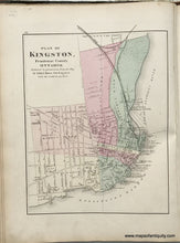 Load image into Gallery viewer, 1875 - Sheet with three maps: County of Temiscouata with parts of Saguenay, Bonaventure and Rimouski in the Province of Quebec / Counties of Beauce and Megantic in the Province of Quebec / Plan of Kingston, Frontenac County, Ontario. - Antique Map
