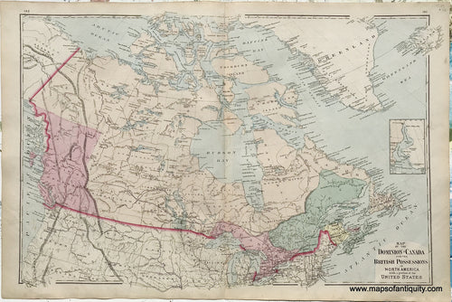 Antique-Map-Map-of-the-Dominion-of-Canada-and-the-British-Possessions-in-North-America-with-a-portion-of-the-United-States-1875-Walling-/-Tackabury-Canada-Civil-War-1800s-19th-century-Maps-of-Antiquity