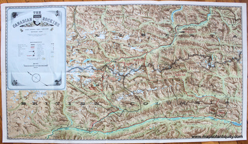 Genuine-Antique-Map-The-Canadian-Rockies-North-America-Canada-1930-Canadian-Pacific-Railway-Lines-Maps-Of-Antiquity-1800s-19th-century