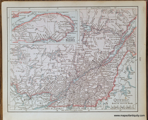 Genuine-Antique-Map-Quebec-1900-Rand-McNally-Maps-Of-Antiquity